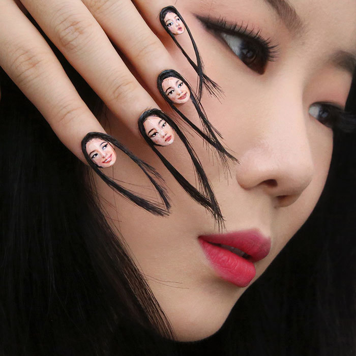 머리카락+사람얼굴 네일아트.jpg (약기괴주의) | 인스티즈